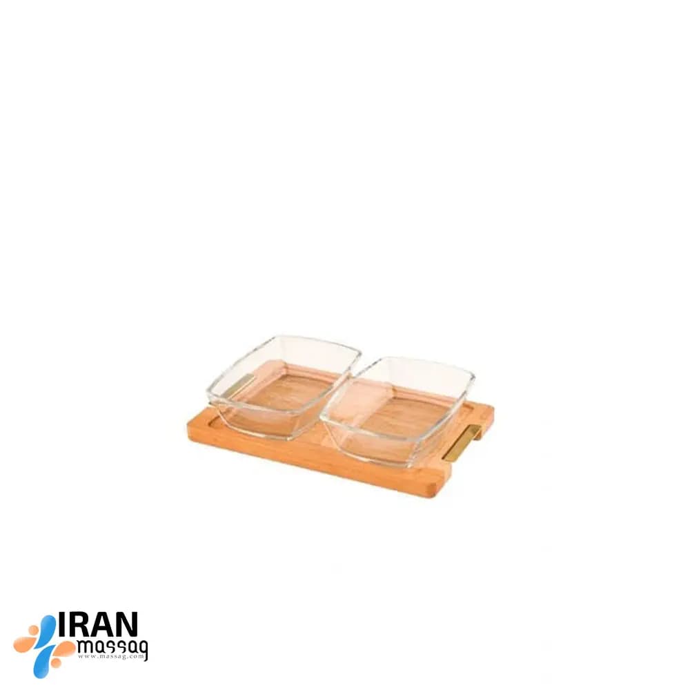 اردوخوری مستطیل پایه چوبی لیمون دو عددی کوچک کد 2246 |