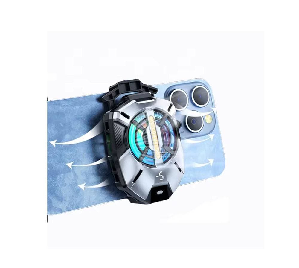 فن خنککننده گوشی مدل FS09 | خنککننده رادیاتوری با نمایشگر دما و نور RGB