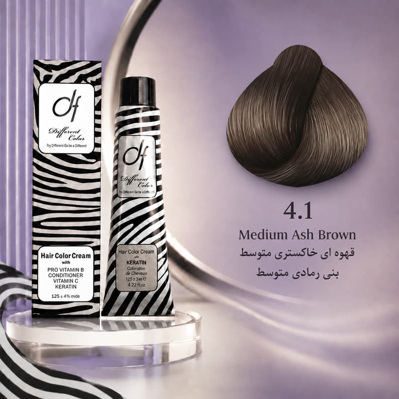 رنگ مو دیفرنت 4.1 | قهوه‌ای خاکستری متوسط