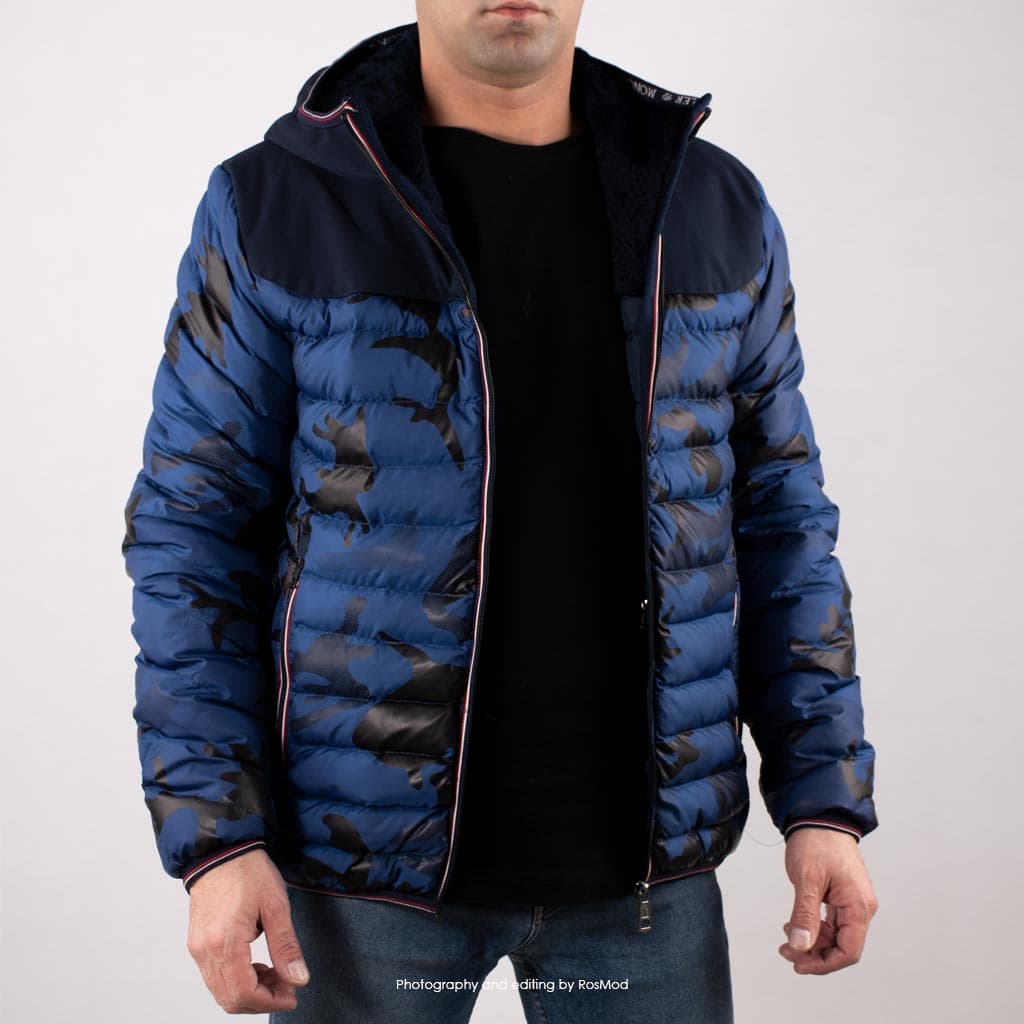 کاپشن مردانه سرمه ای روشن طرح ارتشی مونکلر – Moncler Puffer Jacket Longue Saison