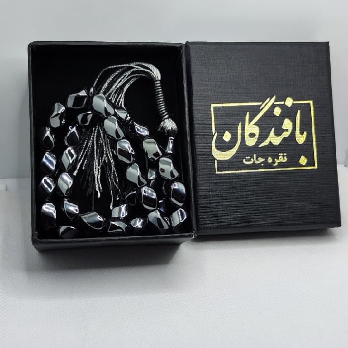 تسبیح نقره جات بافندگان مدل سنگ حدید صینی کد 33 — تصویر ۵
