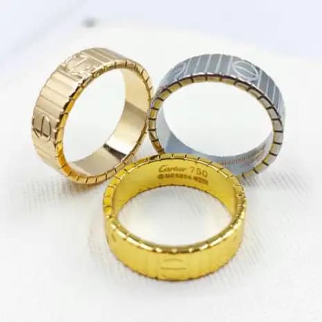 حلقه انگشتری کارتیر با سایز بندی استیل عیار 750 در ۳ رنگ طلایی نقره ای و رزگلد کد amp — تصویر ۲