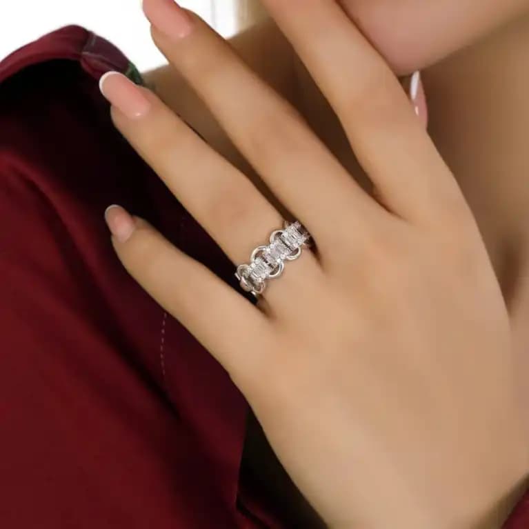 انگشتر زنانه/دخترانه فری سایز free size مدل جواهری جدید رنگ ثابت کد amp — تصویر ۲