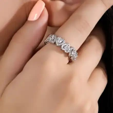 انگشتر زنانه/دخترانه فری سایز free size مدل قلبی جواهری جدید رنگ ثابت کد amp — تصویر ۳