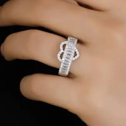 انگشتر زنانه/دخترانه فری سایز free size مدل قلبی جواهری جدید رنگ ثابت کد amp