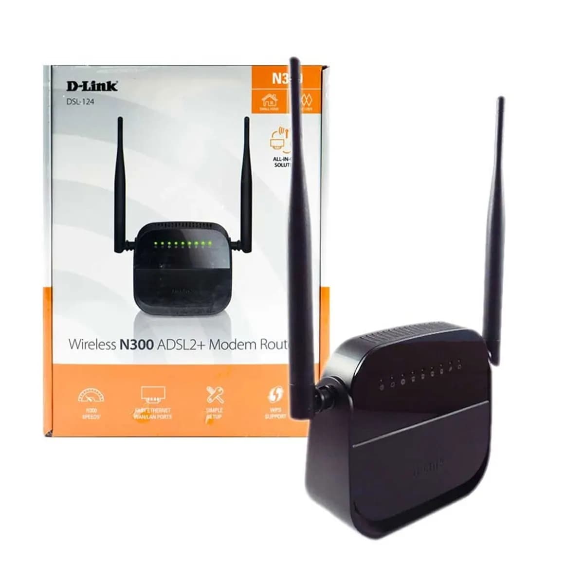 مودم – روتر دی لینک D-Link Wireless N 300 ADSL2+ DSL-124 — تصویر ۲