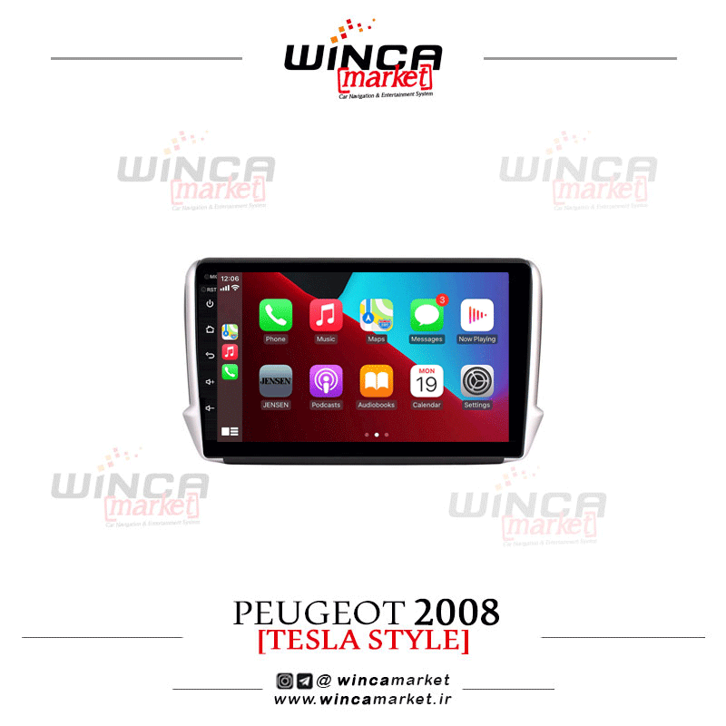 مانیتور اندروید پژو 2008 سری M200 اپل کارپلی