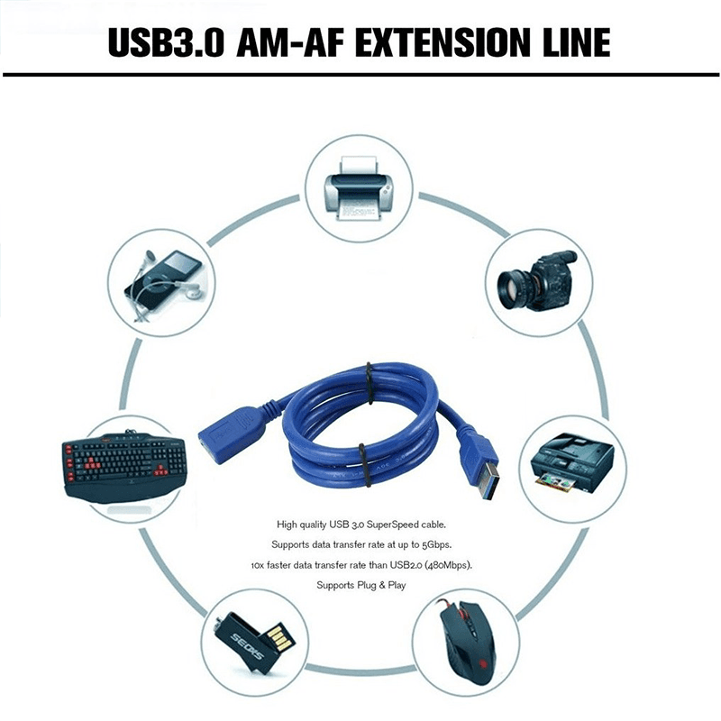 کابل افزایش طول USB 3.0 های کوالیتی طول 1.5 متر — تصویر ۳