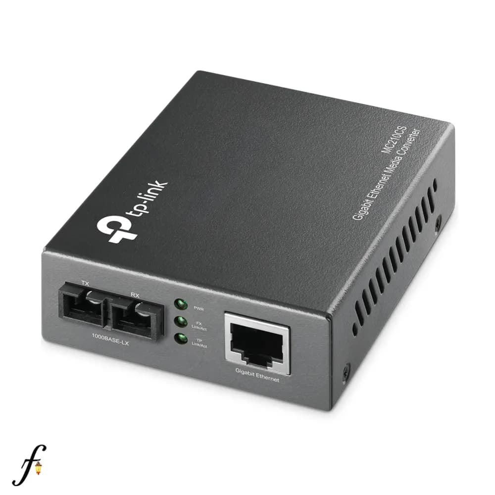 مدیا کانورتور تی پی لینک مدل MC210CS تبدیل فیبر سینگل مد SC به پورت گیگابیت شبکه
