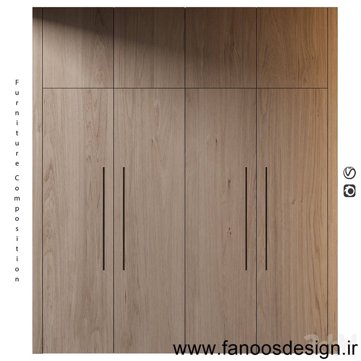 کمد دیواری ساده روکش چوب کد 31023
