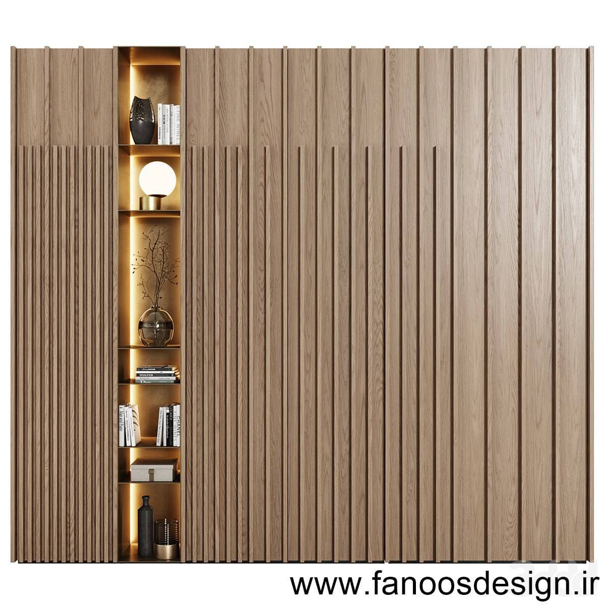 کمد دیواری روکش چوب مدرن کد 31026