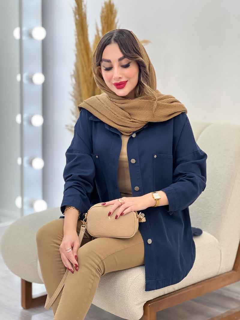 مانتو کتان دو جیب شاینا کد 5390 — تصویر ۵