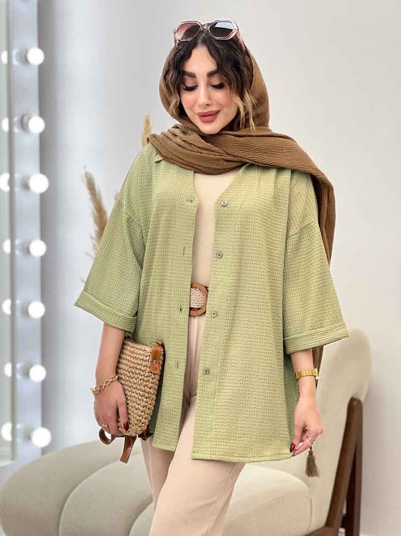 مانتو جلو دکمه آینور کد 5380 — تصویر ۳