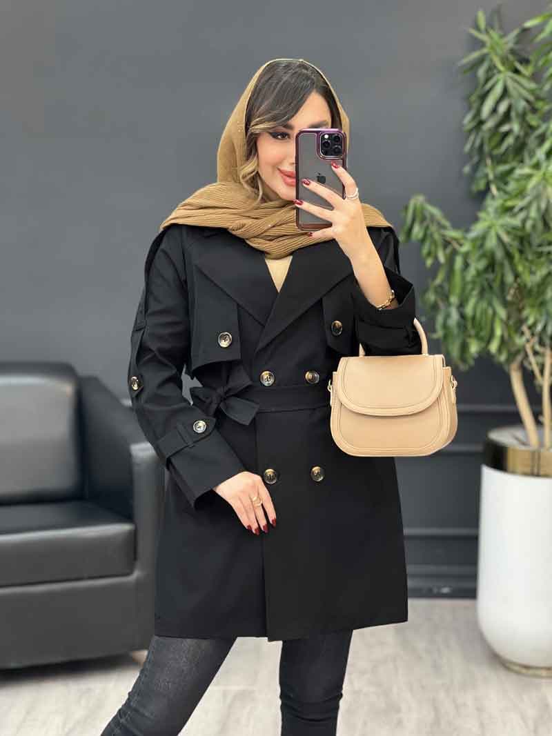 بارانی دو جیب ژیله دکمه دار کد 5386 — تصویر ۷