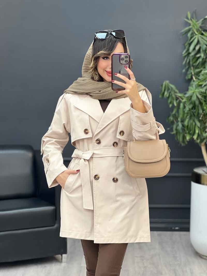 بارانی دو جیب ژیله دکمه دار کد 5386 — تصویر ۲