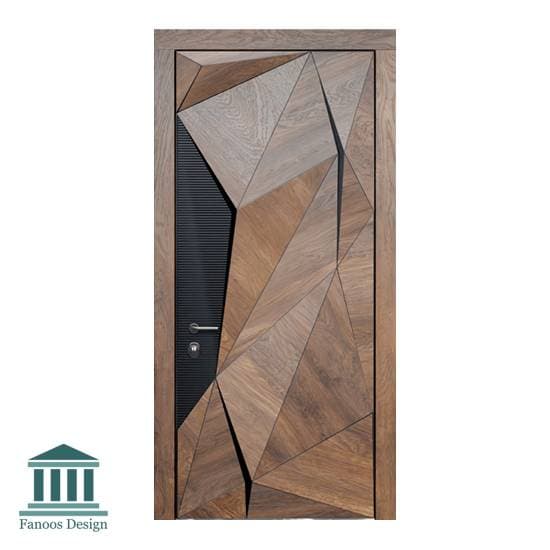 درب تمام چوب اتاق با طرح برجسته هندسی کد 30957