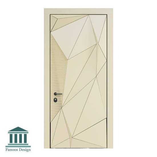 درب تمام چوب اتاق با طرح برجسته هندسی کد 30957 — تصویر ۴