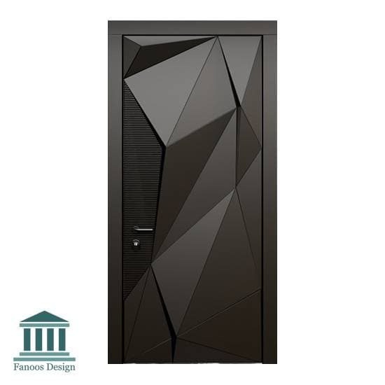 درب تمام چوب اتاق با طرح برجسته هندسی کد 30957 — تصویر ۶
