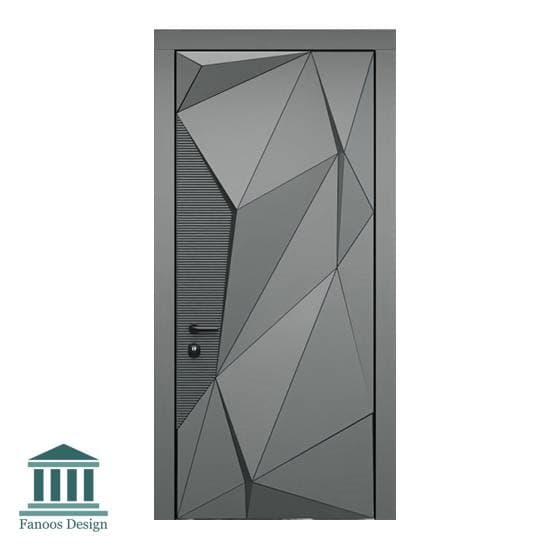 درب تمام چوب اتاق با طرح برجسته هندسی کد 30957 — تصویر ۵