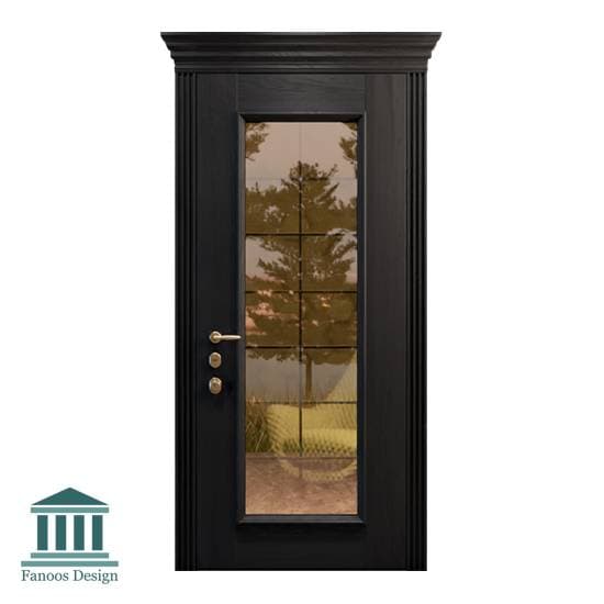 درب اتاق نشیمن کلاسیک چوبی شیشه خور کد 30950 — تصویر ۵