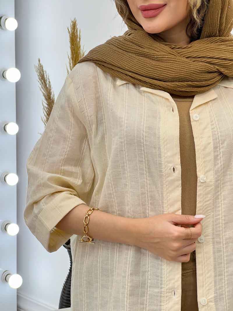 شومیز کوک دوزی جلو دکمه کد 5021 — تصویر ۴
