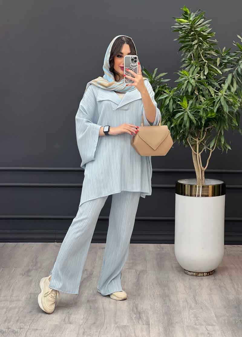 ست مانتو و شلوار کراش کد 3207 — تصویر ۶
