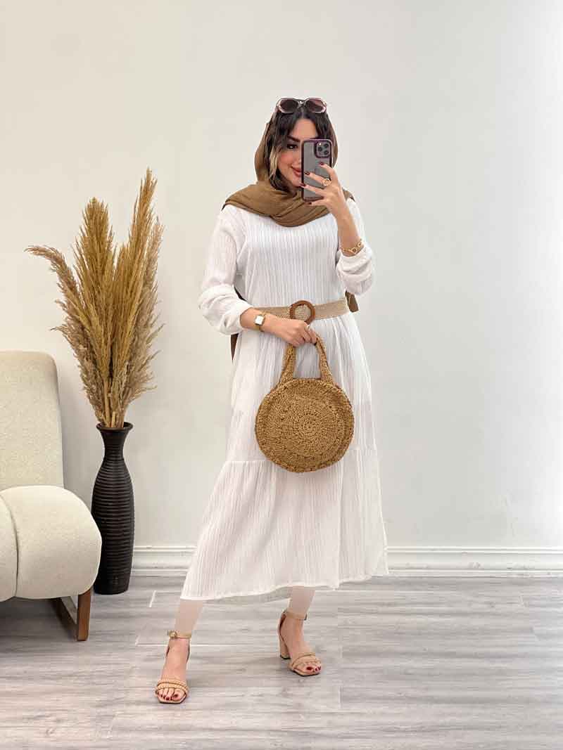 پیراهن بلند برش دار دو جیب کد 5357 — تصویر ۶