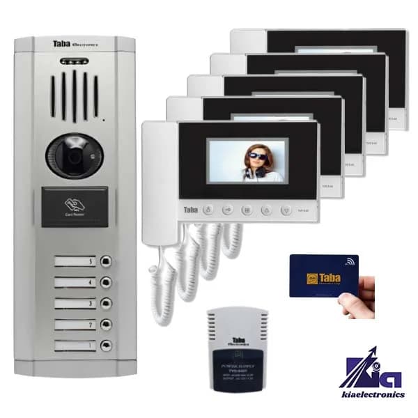 پکیج آیفون تصویری کارتی پنج واحدی تابا TVD-5-43 و پنل 1860