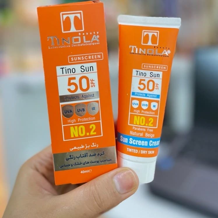 تینولا بیوتی کرم ضدافتاب رنگی بژ طبیعی پوست خشک و حساس SPF50