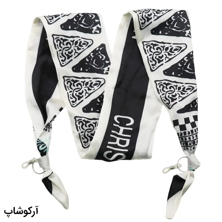 بند عینک با رنگ سفید و مشکی، از جنس پارچه‌ای (طرح روسری) و برند کریستین دیور مدل 993061