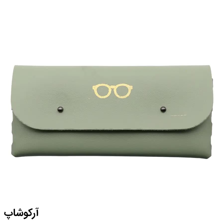 کیف عینک مستطیلی شکل، از جنس چرمی و رنگ سبز مغز پسته‌ای مدل 993057