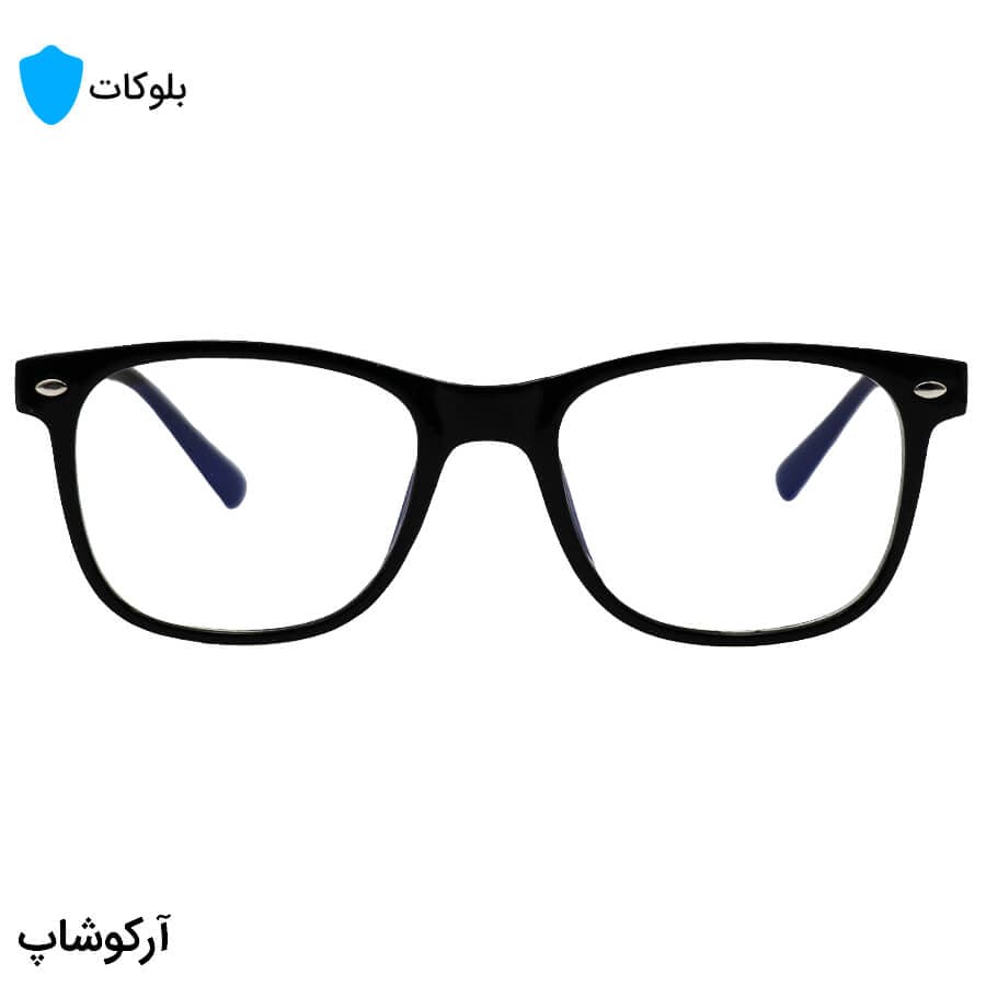 عینک با فریم ویفرر کوچک، رنگ مشکی براق، از جنس کائوچو و لنز بی‌رنگ (بلوکات) مدل 2470 — تصویر ۳