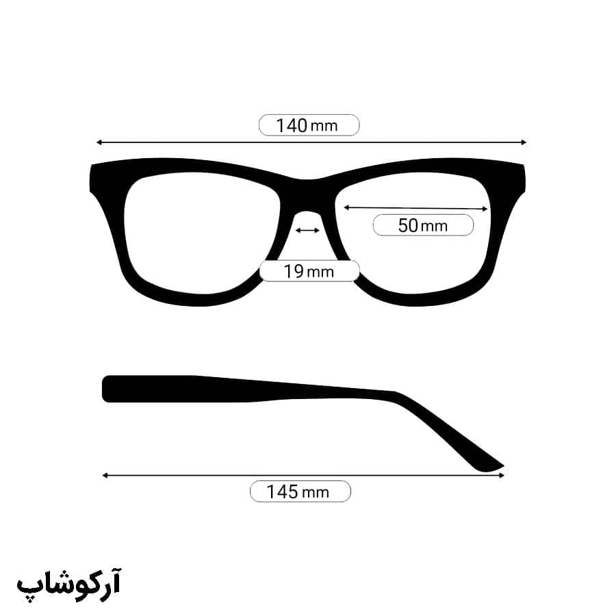 عینک با فریم ویفرر کوچک، رنگ مشکی براق، از جنس کائوچو و لنز بی‌رنگ (بلوکات) مدل 2470 — تصویر ۸