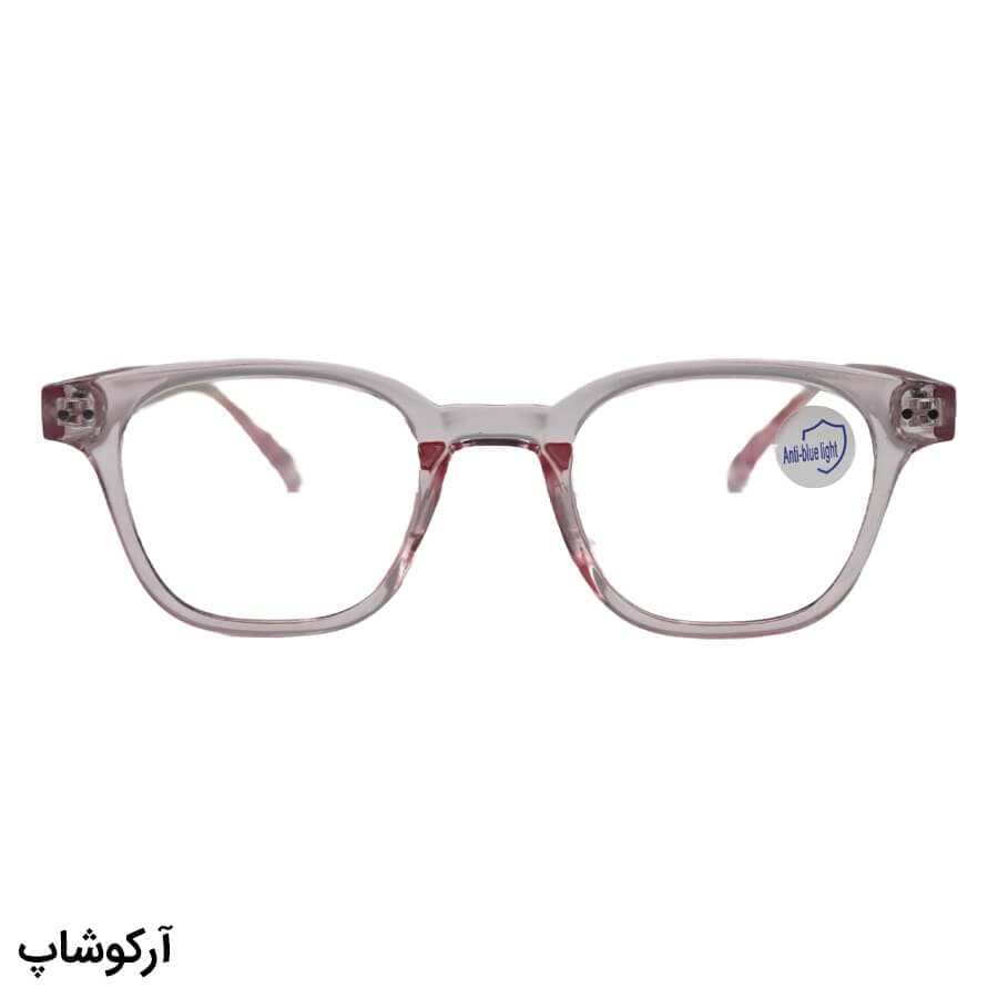 عینک طبی با فریم مربعی شکل، از جنس کائوچو، رنگ صورتی و لنز بلوکات قابل تعویض 203104 — تصویر ۳