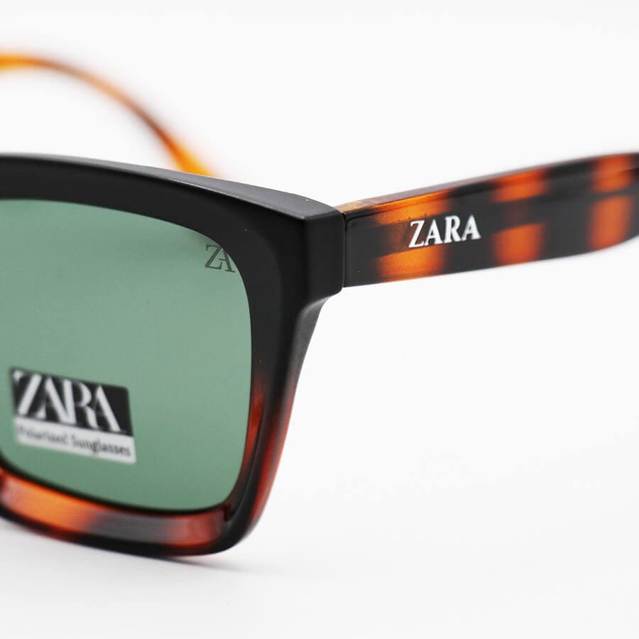 عینک آفتابی Zara با فریم مشکی و هاوانا، شکل مربعی، دسته سیم‌دار و لنز سبز تیره و پلاریزه مدل 66520 — تصویر ۵