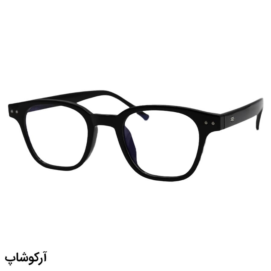 عینک طبی با فریم مربعی شکل، از جنس کائوچو، رنگ مشکی و لنز بلوکات قابل تعویض 203104