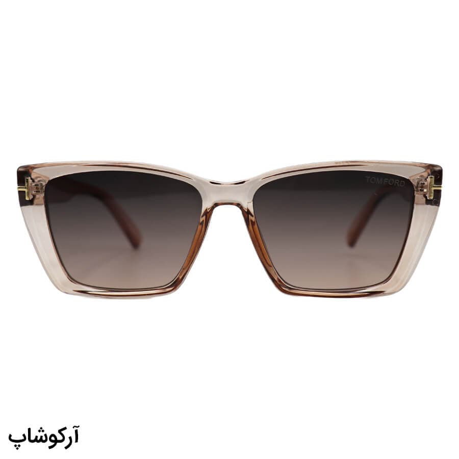 عینک آفتابی زنانه Tom Ford با فریم رنگ عسلی، شکل چشم گربهای و لنز قهوهای هایلایت مدل 0920 — تصویر ۲