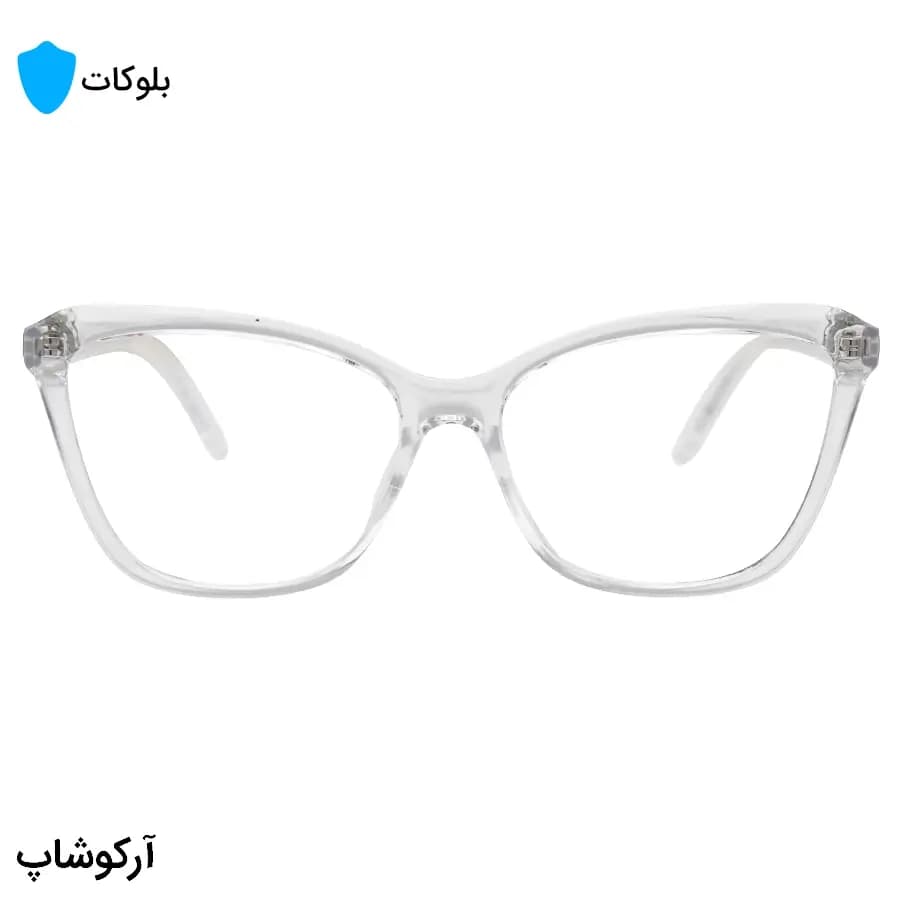 عینک زنانه با فریم بیرنگ و کریستالی، شکل بال پروانهای، از جنس کائوچو و لنز بلوکات مدل 20385 — تصویر ۳