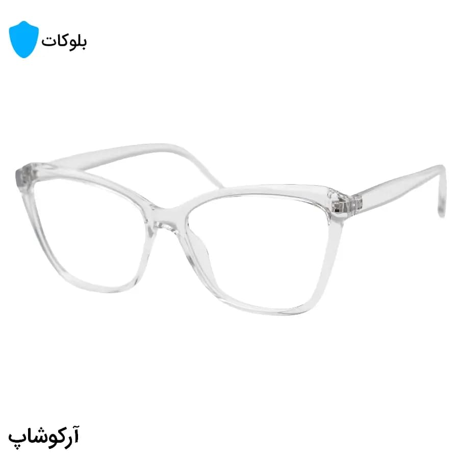 عینک زنانه با فریم بیرنگ و کریستالی، شکل بال پروانهای، از جنس کائوچو و لنز بلوکات مدل 20385