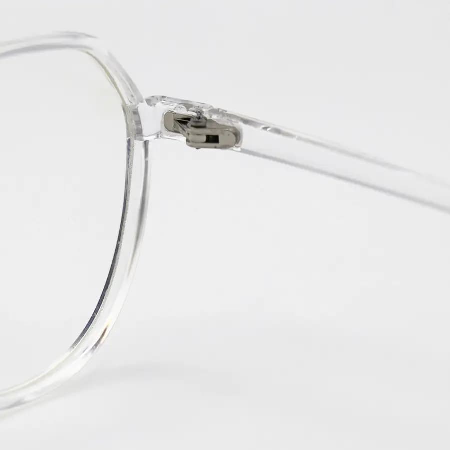 عینک با فریم بی‌رنگ و شفاف، شکل گرد مدرن، از جنس کائوچو و لنز بلوکات مدل 20314 — تصویر ۵