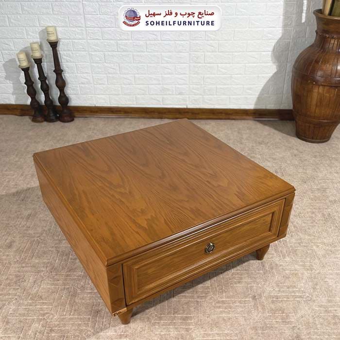 میز جلومبلی چوبی مدرن کشو دار مدل 130 سهیل (روکش طبیعی چوب بلوط) — تصویر ۶