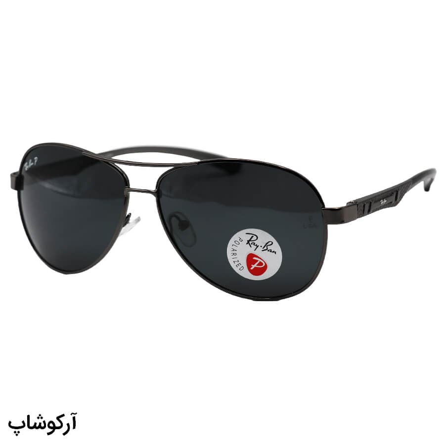 عینک آفتابی پلاریزه Ray-Ban با فریم خلبانی، رنگ مشکی و لنز دودی تیره مدل P2048 — تصویر ۷
