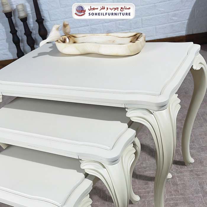 میز عسلی چوبی کلاسیک 3 تیکه مدل 0086 سهیل — تصویر ۷