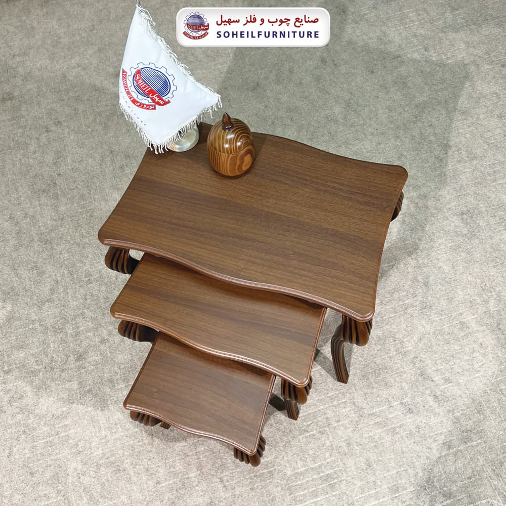 میز عسلی چوبی کلاسیک 3 تیکه مدل 0080سهیل — تصویر ۸