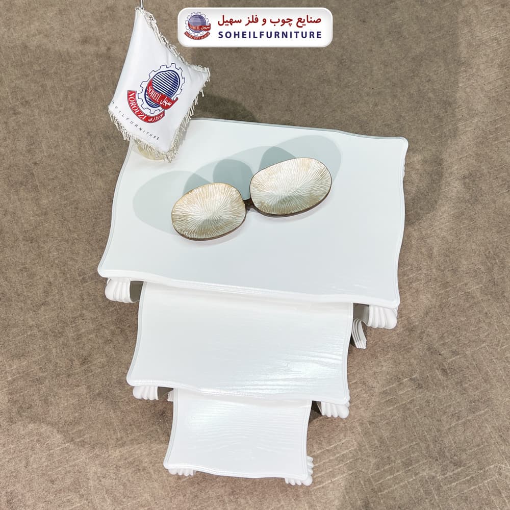 میز عسلی چوبی کلاسیک 3 تیکه مدل 0080سهیل — تصویر ۳