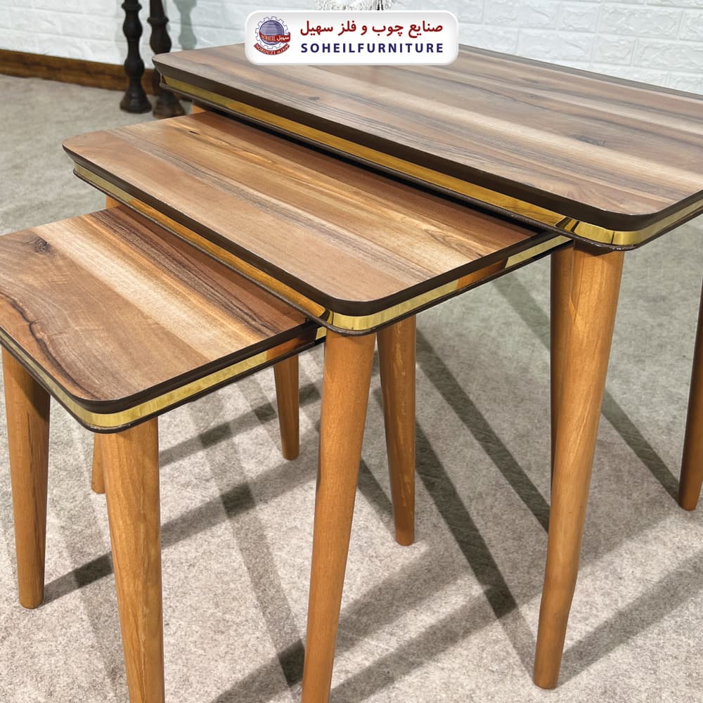 میز عسلی چوبی مدرن 3 تیکه مدل 0089 سهیل — تصویر ۵