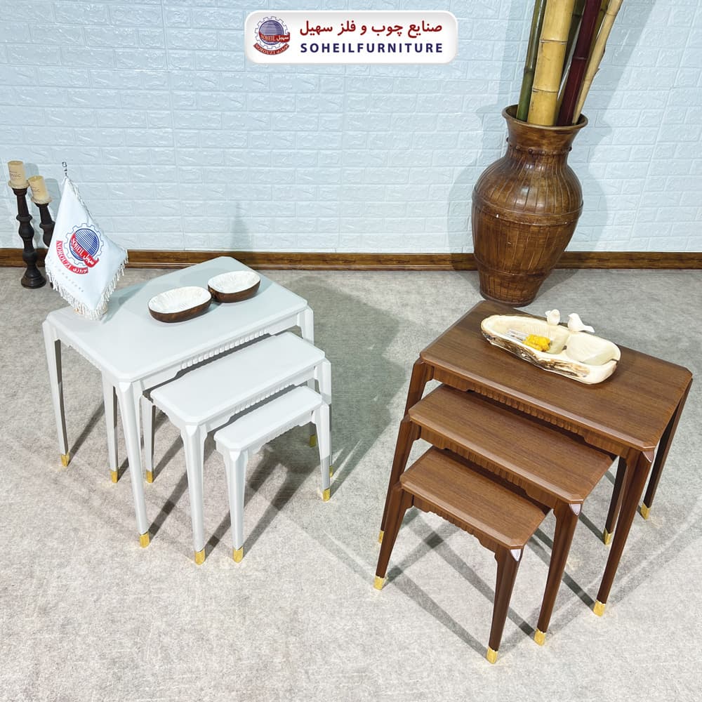 میز عسلی چوبی مدرن 3 تیکه مدل 0090 — تصویر ۳