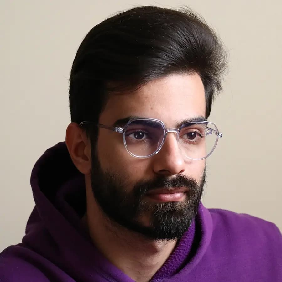 عینک با فریم صورتی رنگ، شکل گرد مدرن، از جنس کائوچو و لنز بلوکات مدل 20314 — تصویر ۲