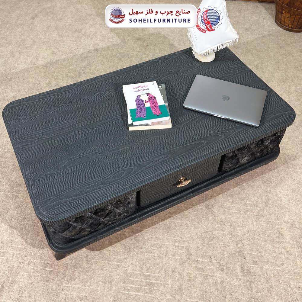 میز جلومبلی چوبی مدرن کشودار مدل پارچه ای سهیل — تصویر ۶