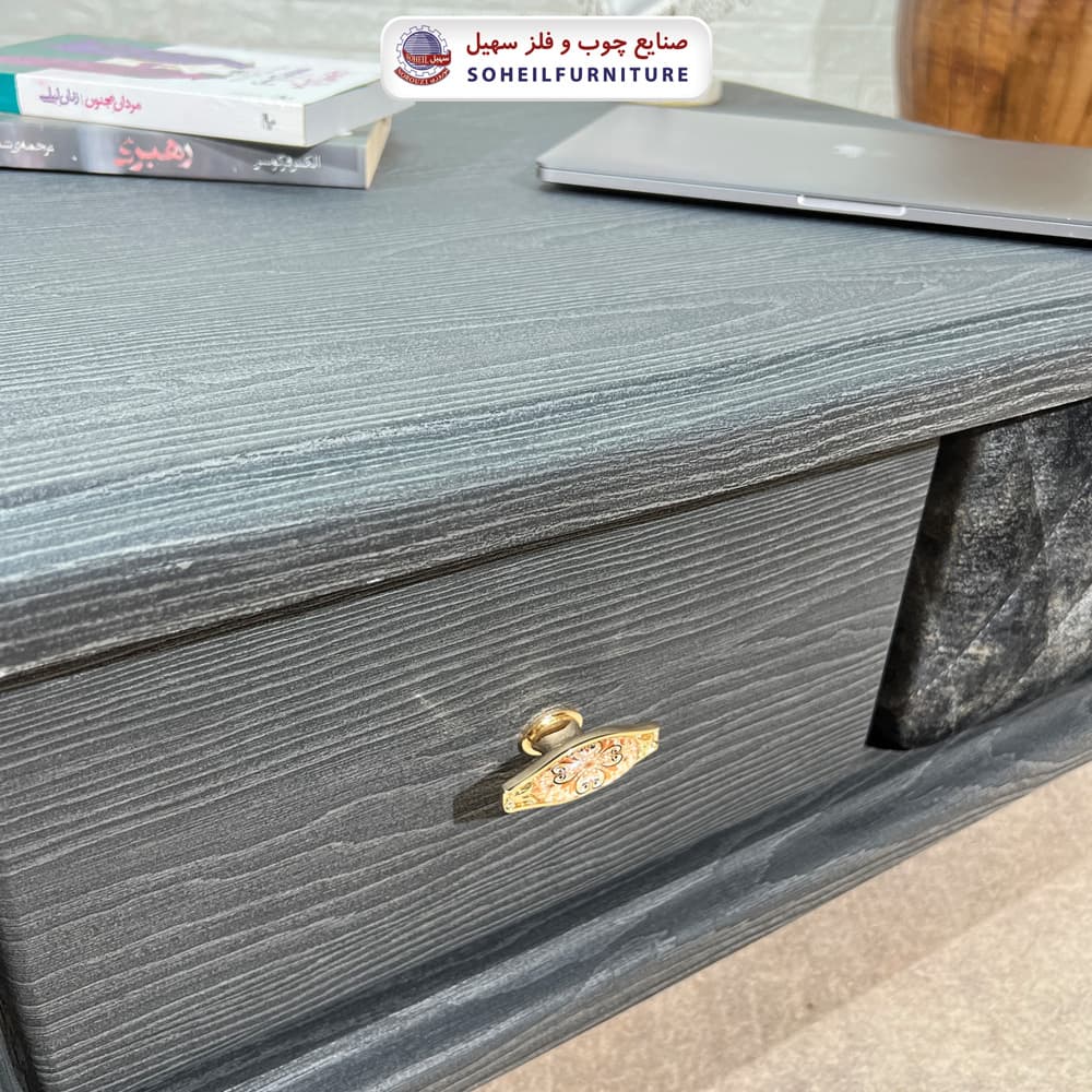 میز جلومبلی چوبی مدرن کشودار مدل پارچه ای سهیل — تصویر ۴